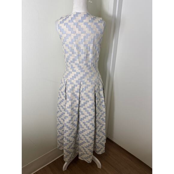 Hunter Bell Light Blue and White Sleeveless A Line Zip Dress Sz 4 - Picture 3 of 4
